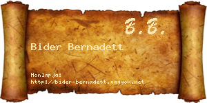 Bider Bernadett névjegykártya